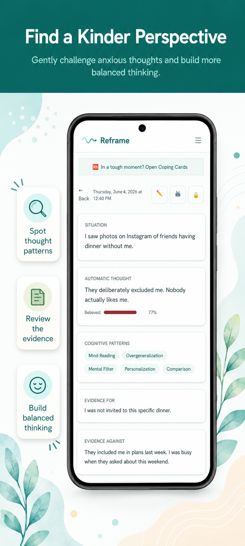 Reframe: CBT Thought Record screenshot 3
